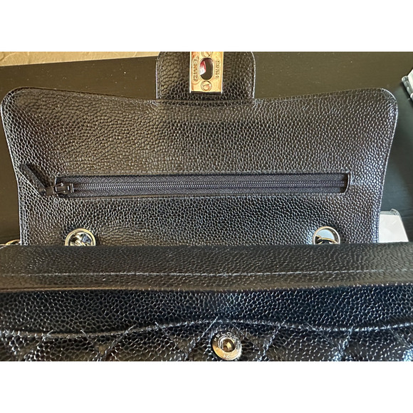 CHANEL Small Classic Double Flap Caviar Handbag Silver Hardware - with Box+ - Picture 8 of 14